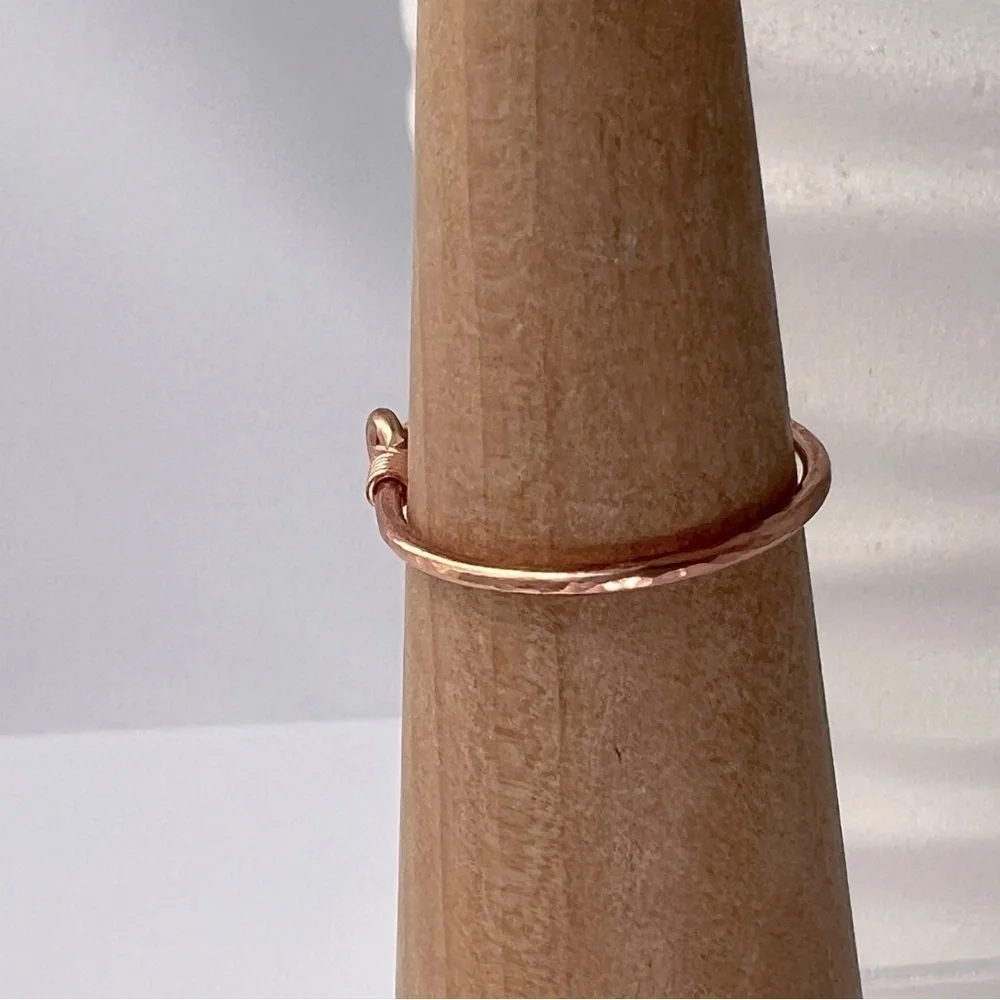 Green Chalcedony Wire Wrapped Copper Ring